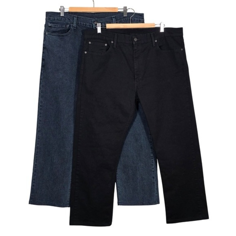 Levi's Men 513 Slim Straight Stretch Jeans Lot Two Pair Bundle Black Blue 38